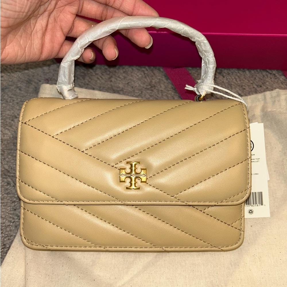 ***SOLD***TORY BURCH MINI KIRA CHEVRON TOP HANDLE CHAIN WALLET